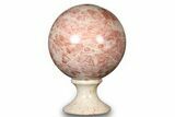 Polished Pink Marble Sphere With Stand - Mexico #265615-1